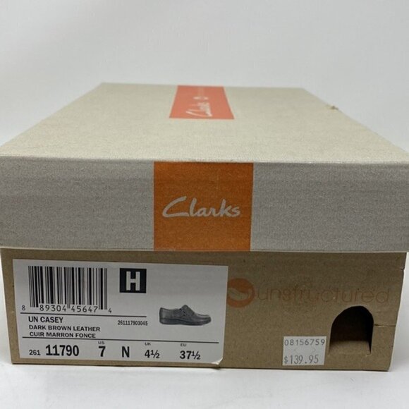 Clarks Un Casey Dark Brown Leather comfort loafer shoes NARROW - Picture 8 of 9